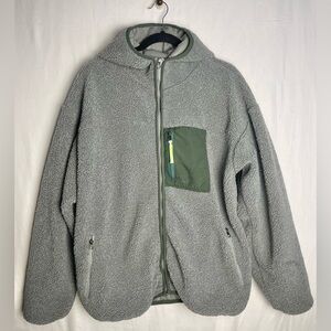 HUF Fort Point Men's Sherpa Steel Grey jacket with Hood Zip Up Size L